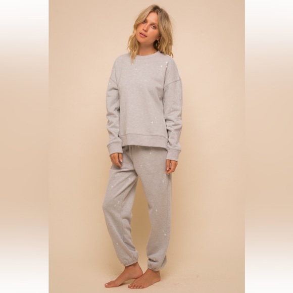 291. Hem & Thread Embroidered Jogger Pant/Side Slit Sweatshirt Set NWT - Picture 5 of 14